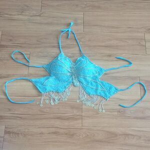 Y2K Blue Beaded Sequin Butterfly Fairy Top